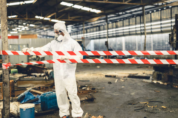 Professional Biohazard technician working in Line Lexington, PA